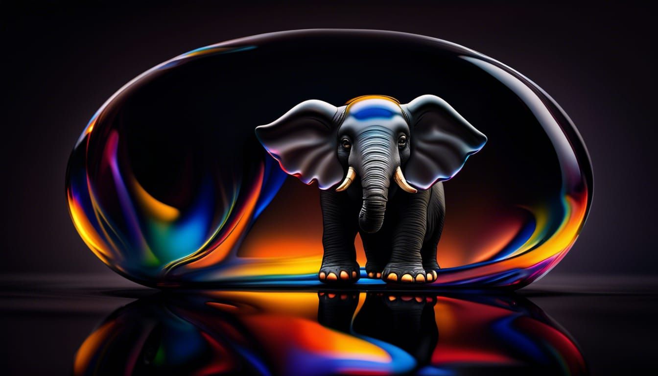 Glass-Blown Dumbo in Abstract Setting