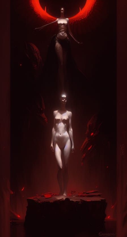 Dark Fantasy Figure Illustration in Gothic Style