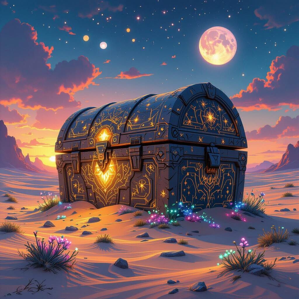 Ancient Stone Chest on Desert Planet