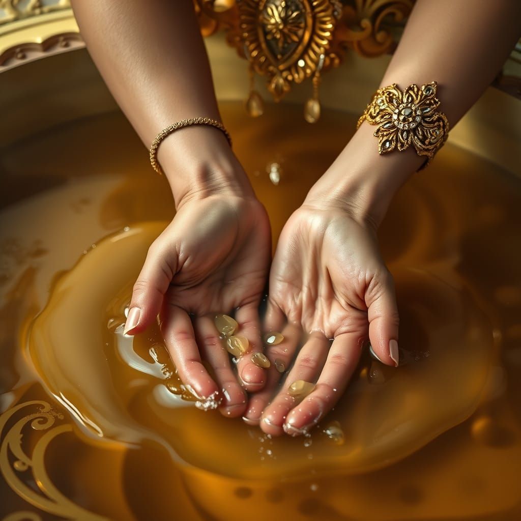 Golden Hands in a Luxurious Baroque Setting