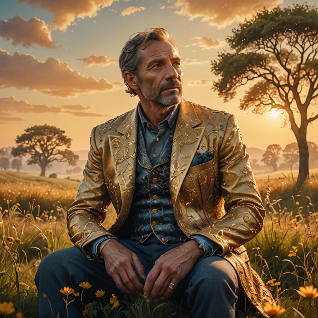 Man in Field: Matte Painting Concept Art