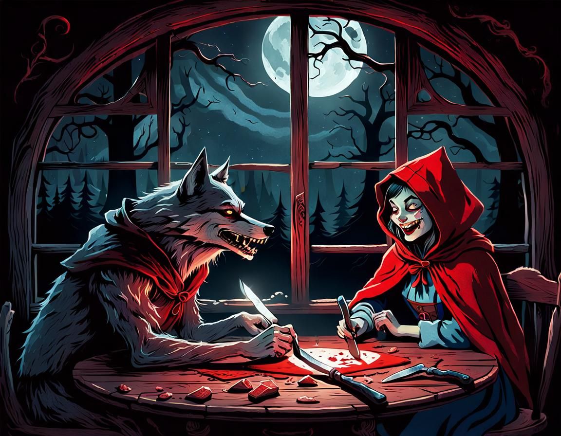 Red Riding Hood's Dark Whimsical Grin
