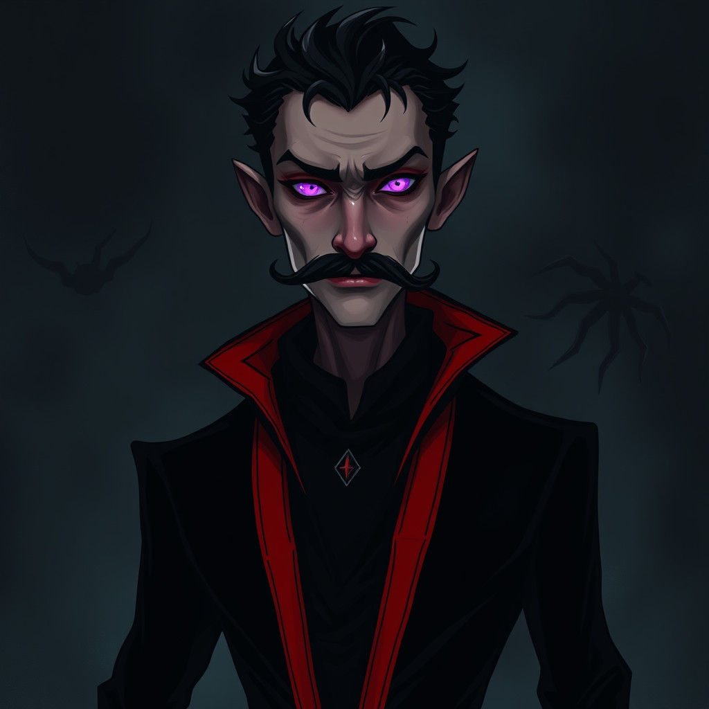 Slender Figure in Black and Red: A Dark Fantasy Portrait