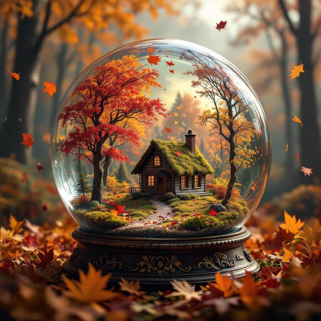 Autumn Forest Snow Globe Miniature Scene