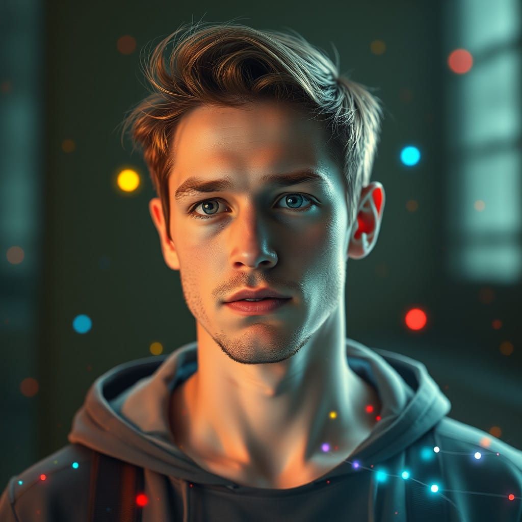 Youthful Holographic Avatar in Vibrant, Fantasy-Inspired Sty...