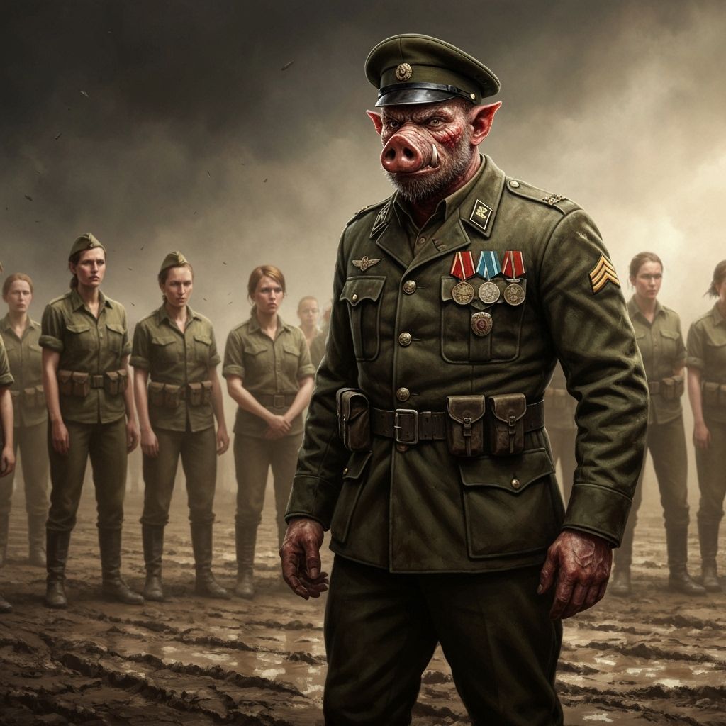 Stern Drill Sergeant Man-Pig in Baroque Style