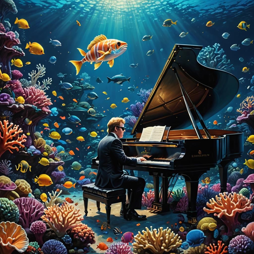 Elton John Ocean Concert in Oil Painting Style