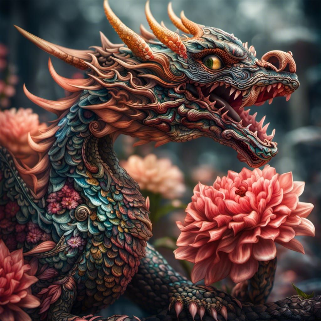 Intricate Flower Dragon in HDR