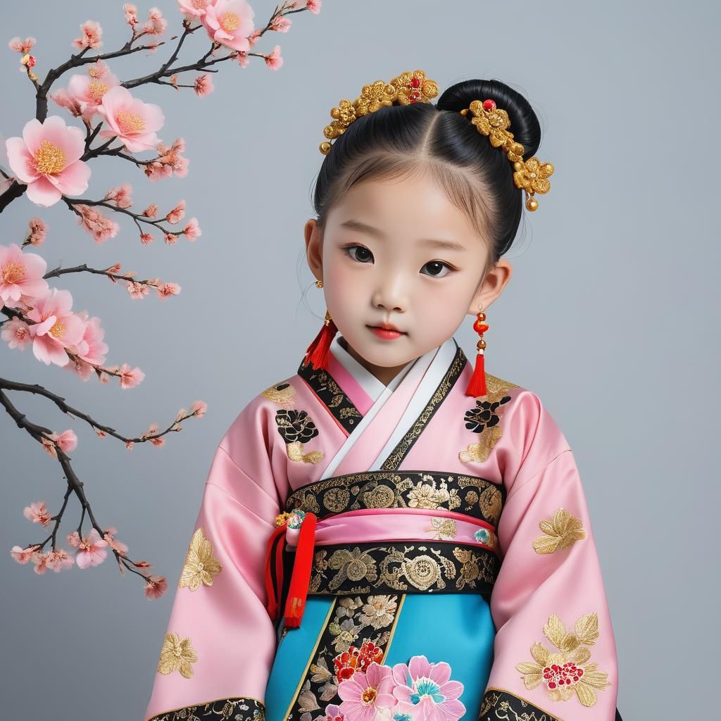 Little Girl in Hanbok: 3D Anime Art