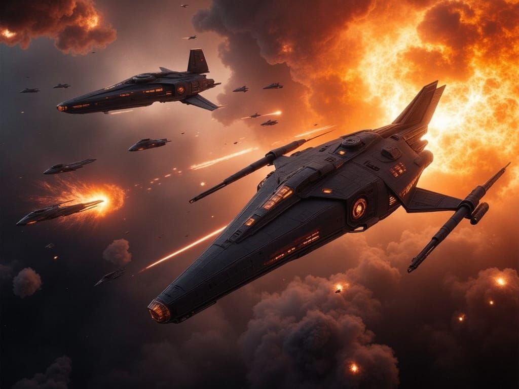 Epic Starship Battle in Deep Space