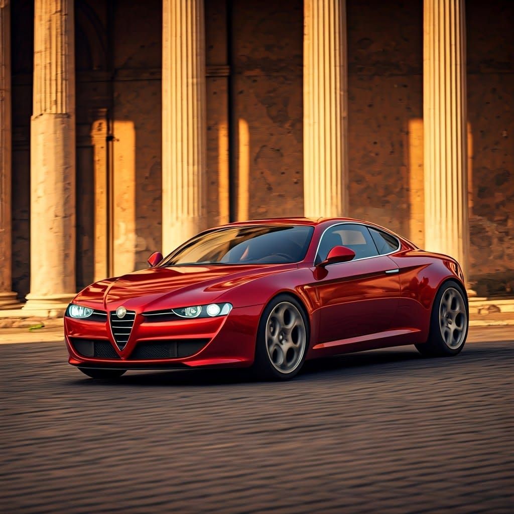 Neo-Retro Alfa Romeo 166 Speeds Through Ancient Roma