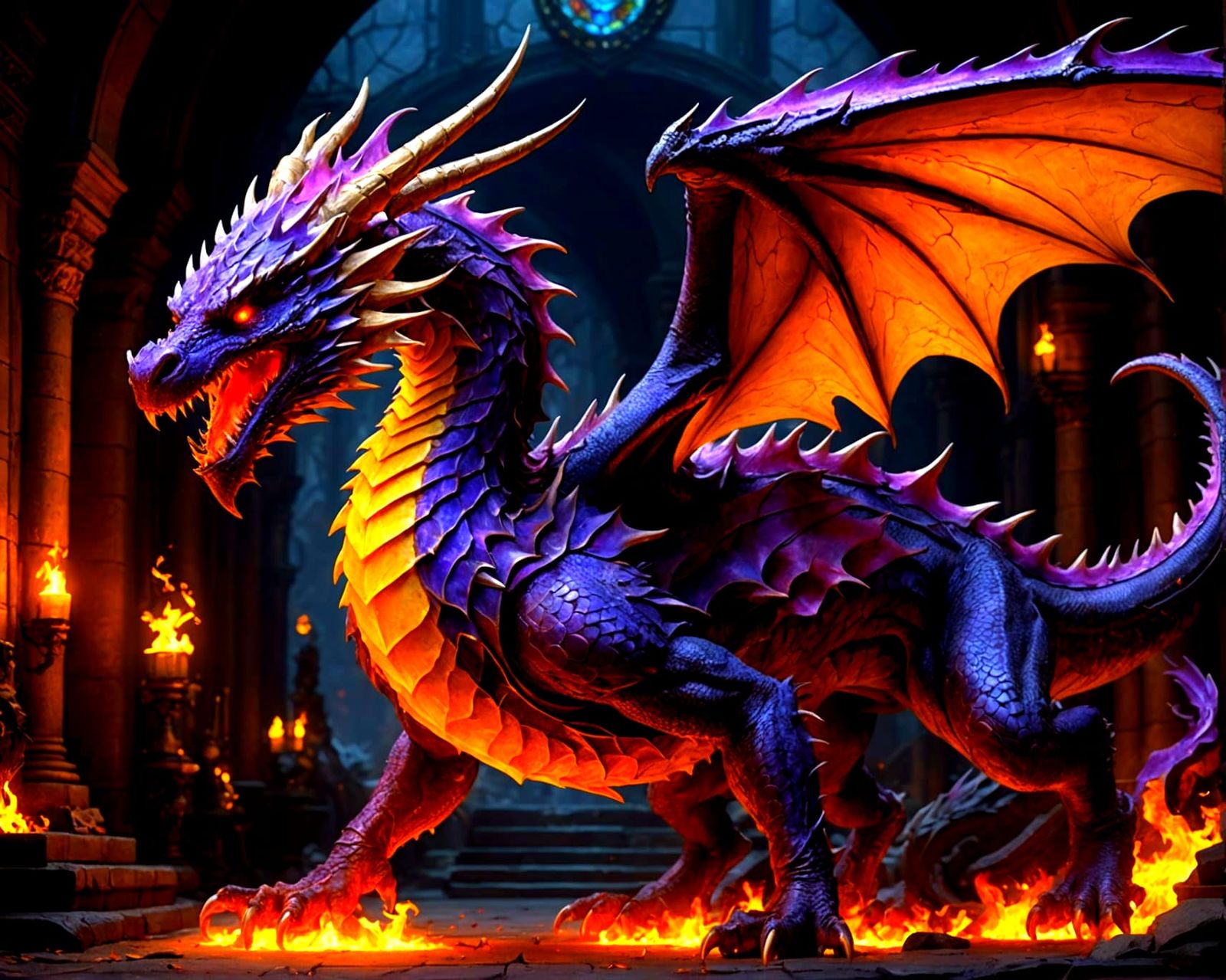 Fiery Dragon Dark Fantasy Concept Art