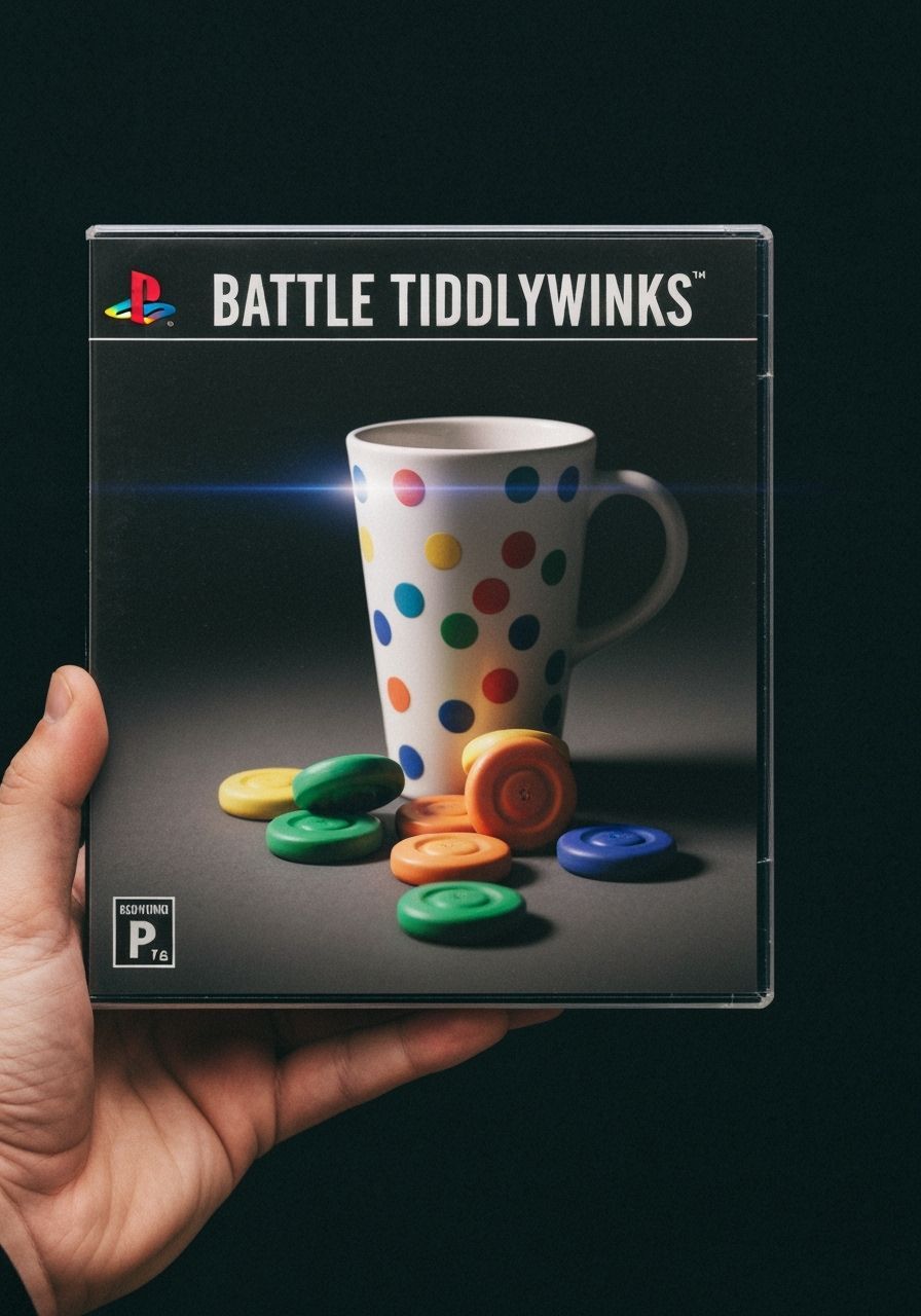 Battle Tiddlywinks PS2 Game Box in Photorealistic Style