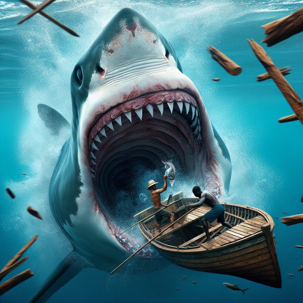 Basking Shark Devours Fishing Boat in High Resolution