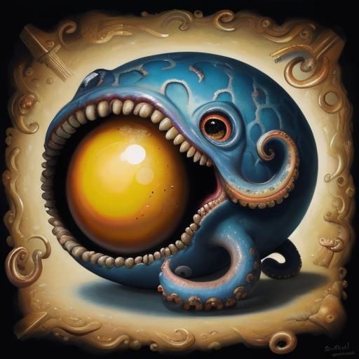 Surreal Octopus Egg Fusion in Vivid Colors