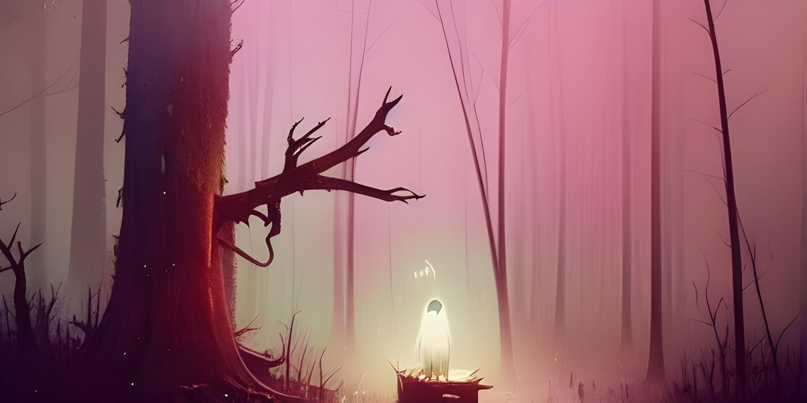 Lonely Ghost in Spooky Forest: Matte Painting