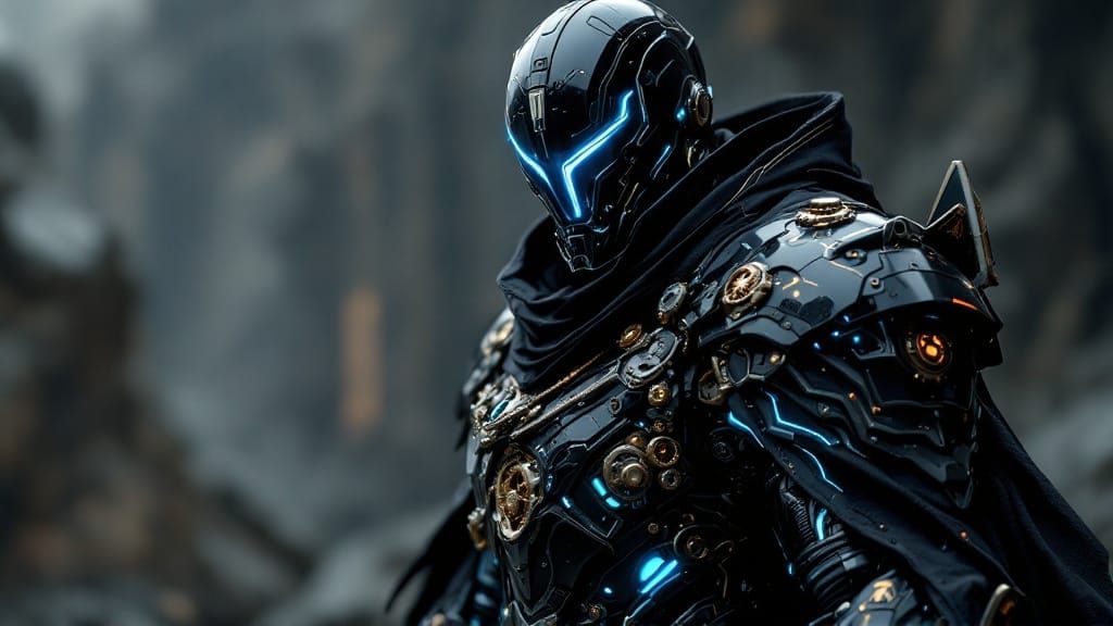 Steampunk Hunter Warrior in Midnight Black Armor