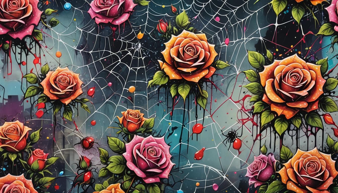 Graffiti Art: Roses, Spiderwebs, and Sparkles