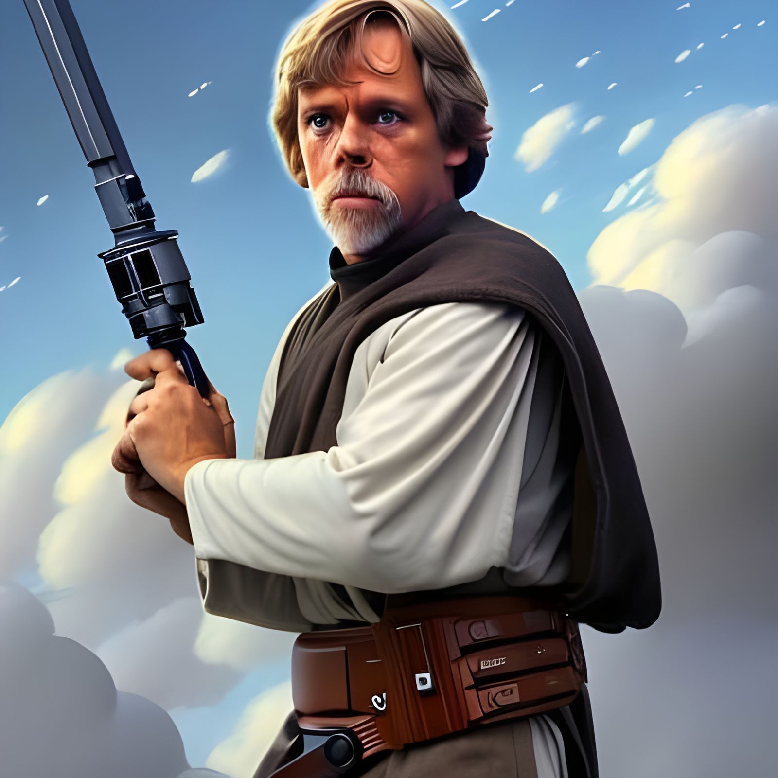 "Obi-Wan is going to be so disappointed if he sees me with a blaster rifle."