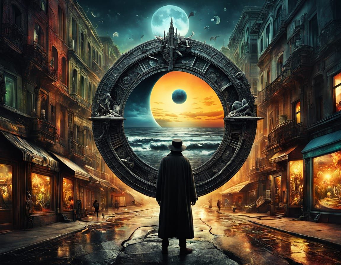 Surreal Yin Yang Portal in Giger Style