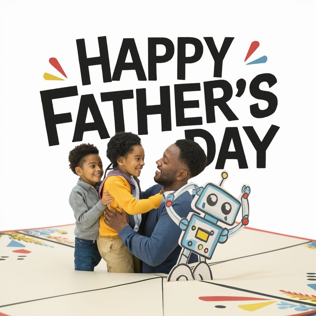 Heartwarming Father's Day Pop-Up Card with Robot