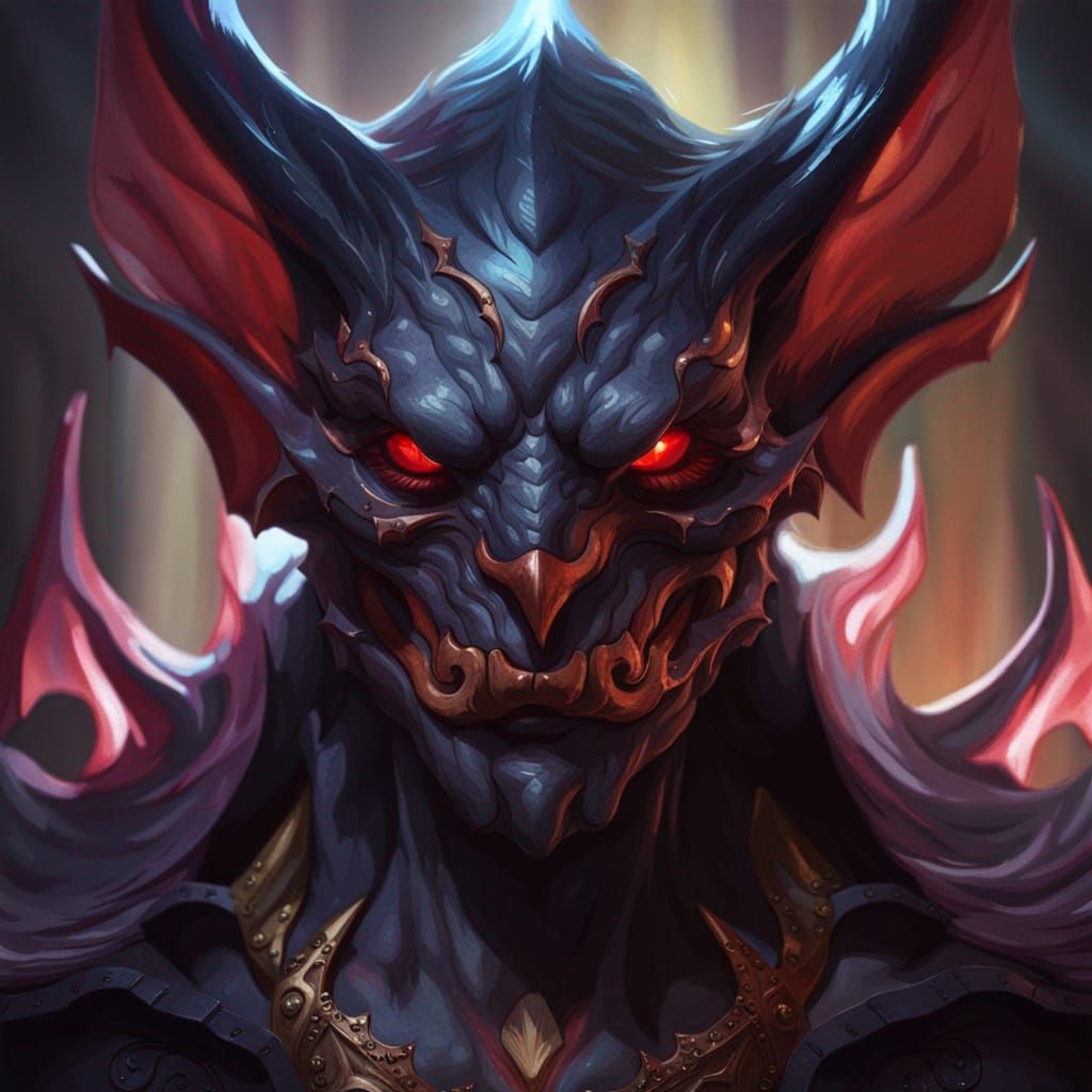 Eldritch Bat Demon Portrait in Hyperdetailed Style
