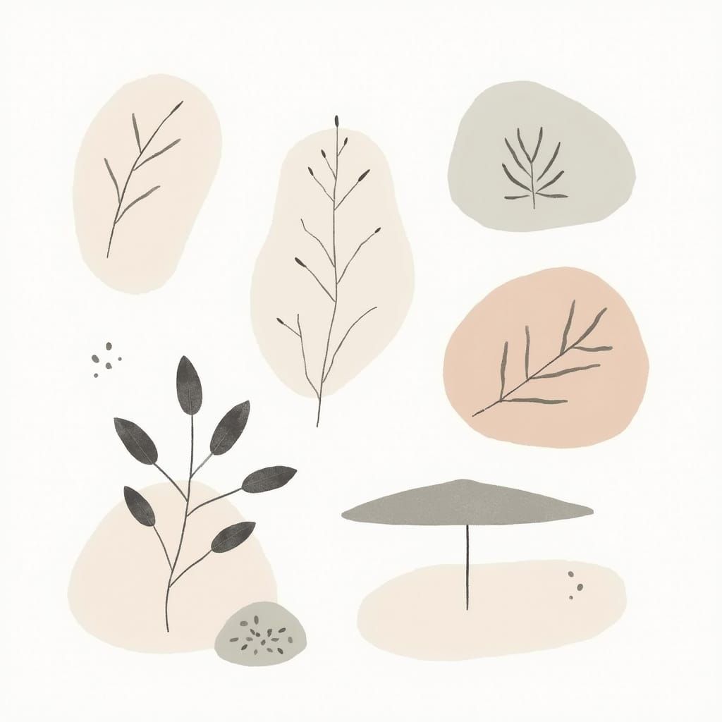 Minimalist Abstract Shapes in Pastel Hues, Scandinavian Styl...