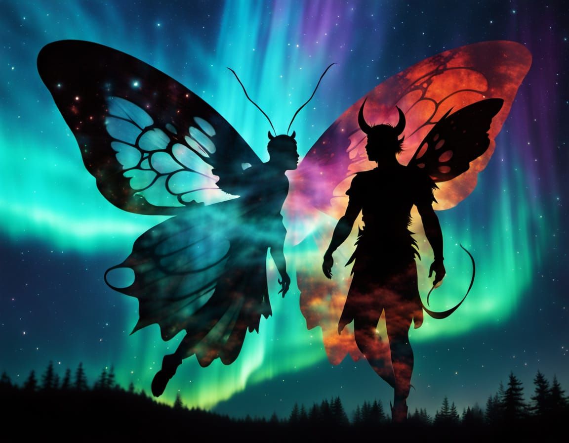 Angel and Demon Duality in Moth Silhouette