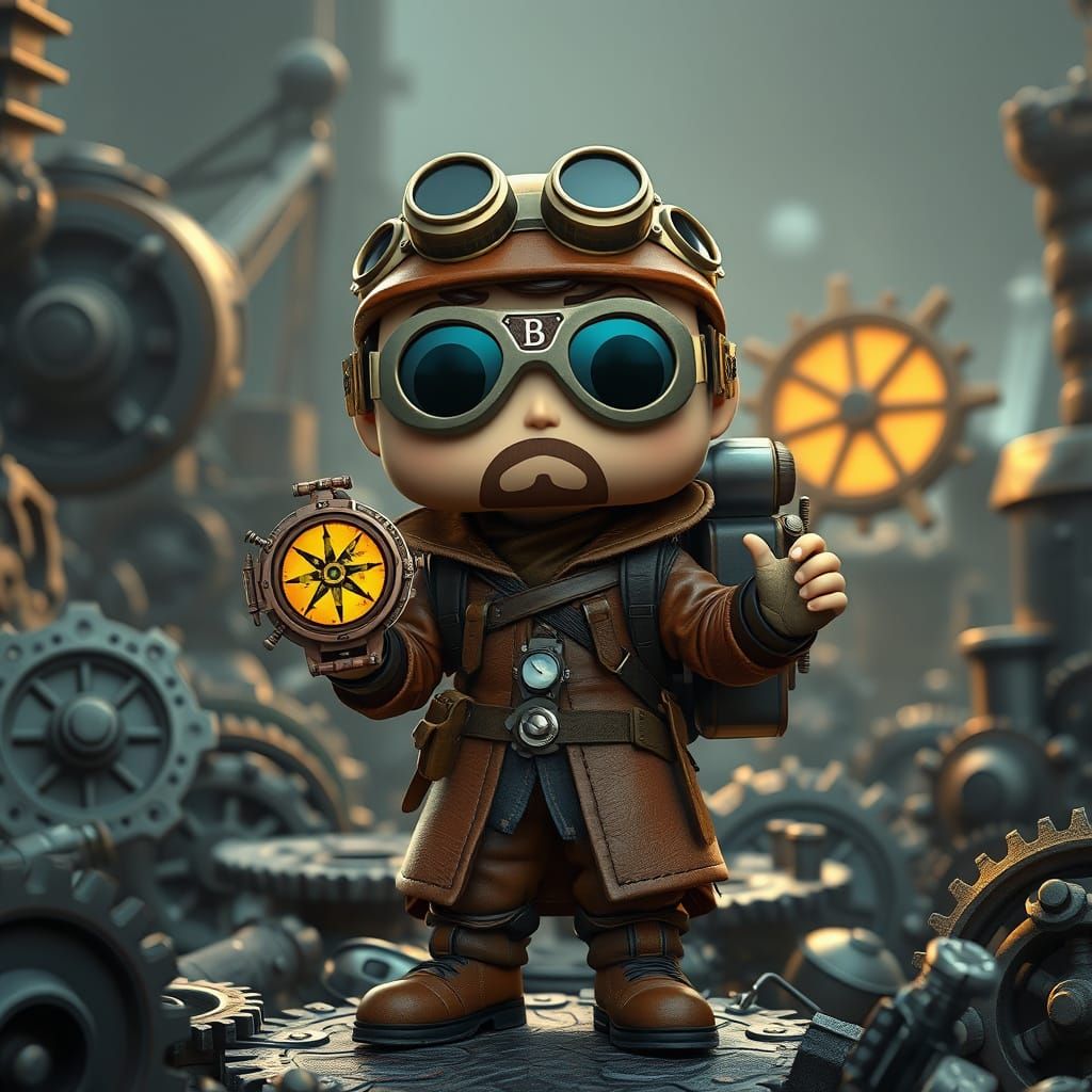 Steampunk Explorer in 3D Anime Art Style