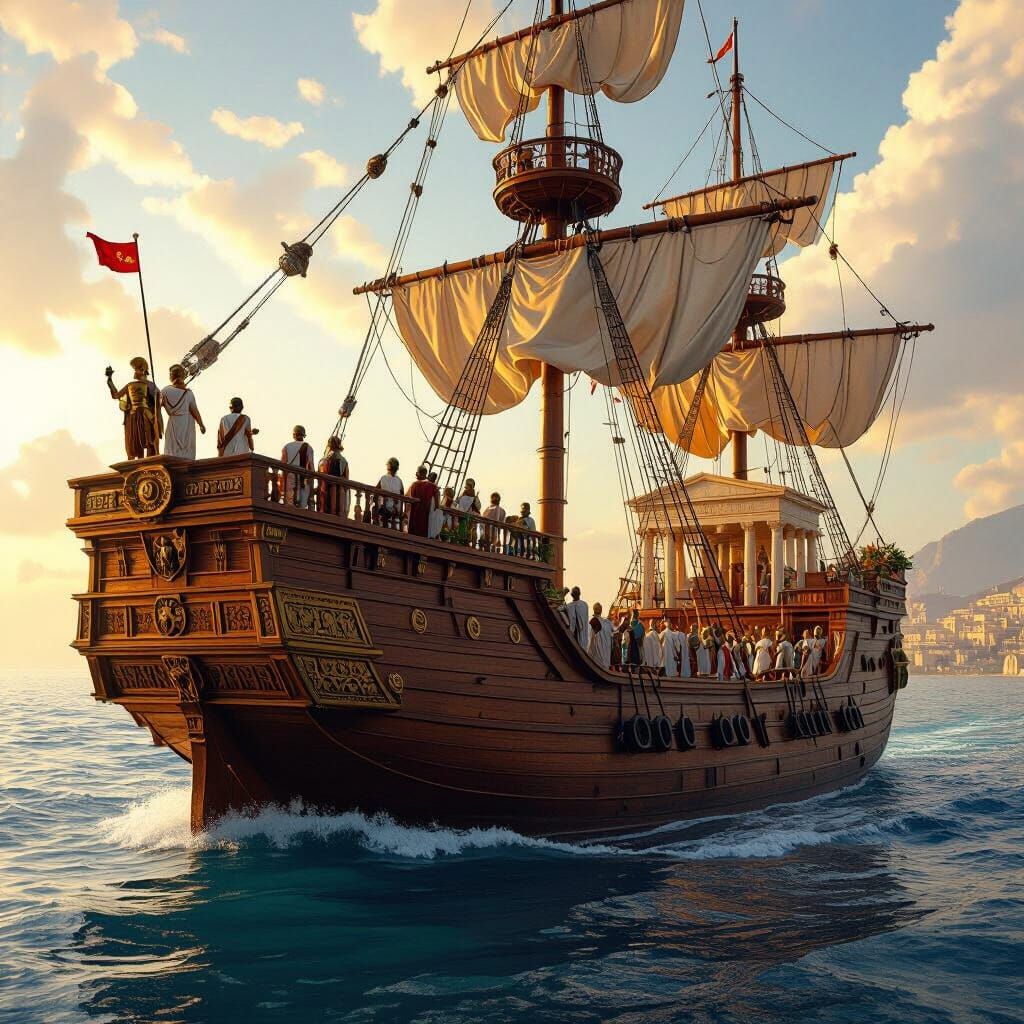 The Syracusia Sails the Mediterranean Sea