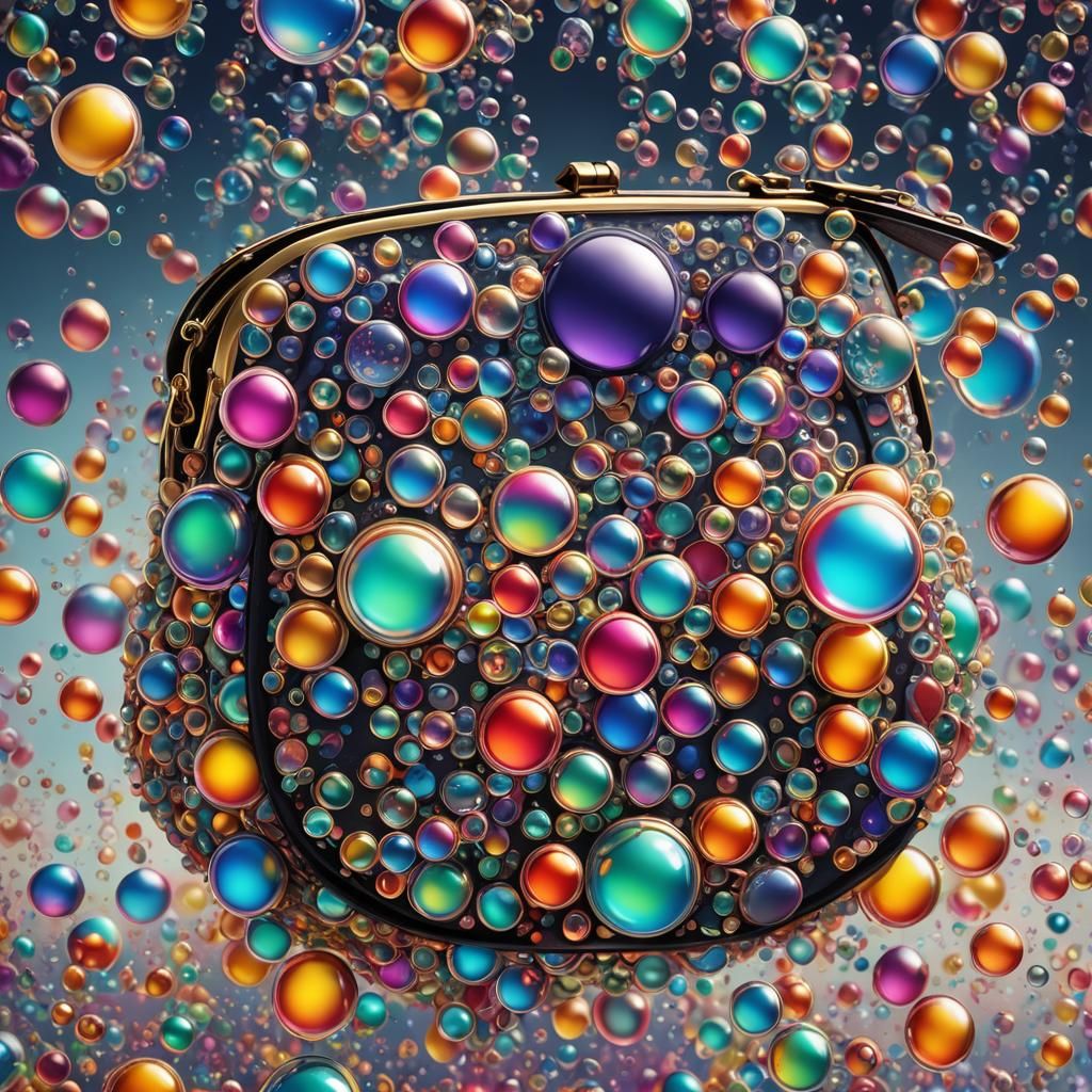 Prismatic Bubble Purse: Hyperrealistic Concept Art