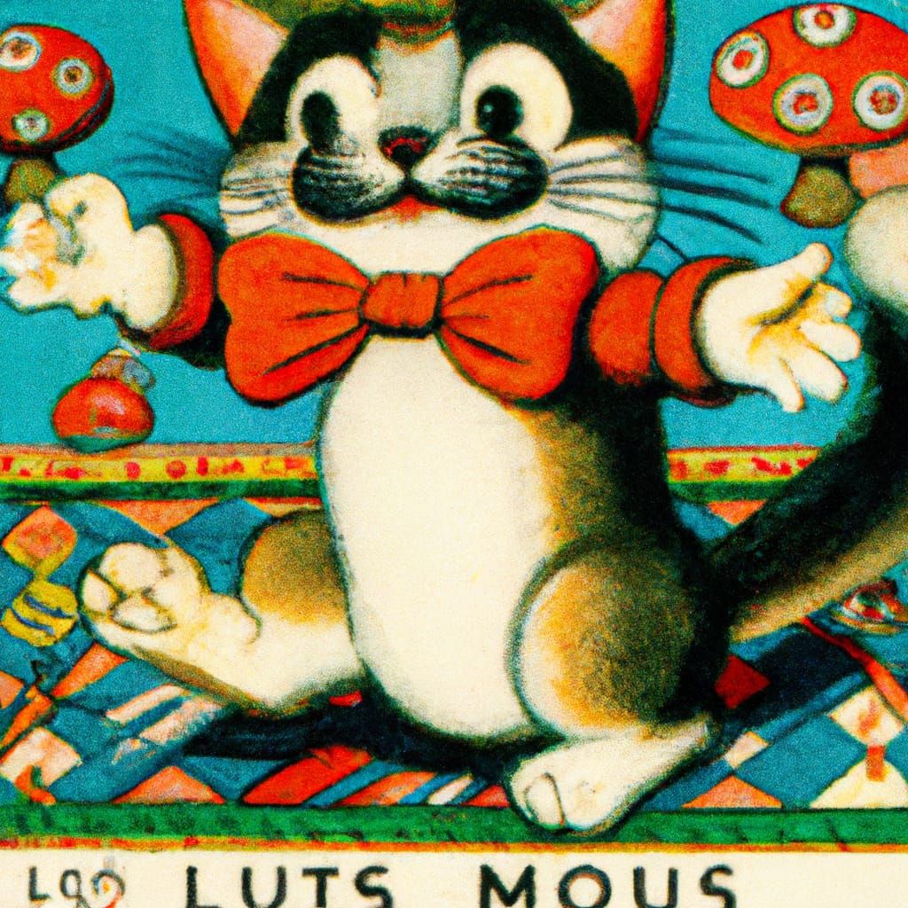 Whimsical Mario Character in Vintage Art Style