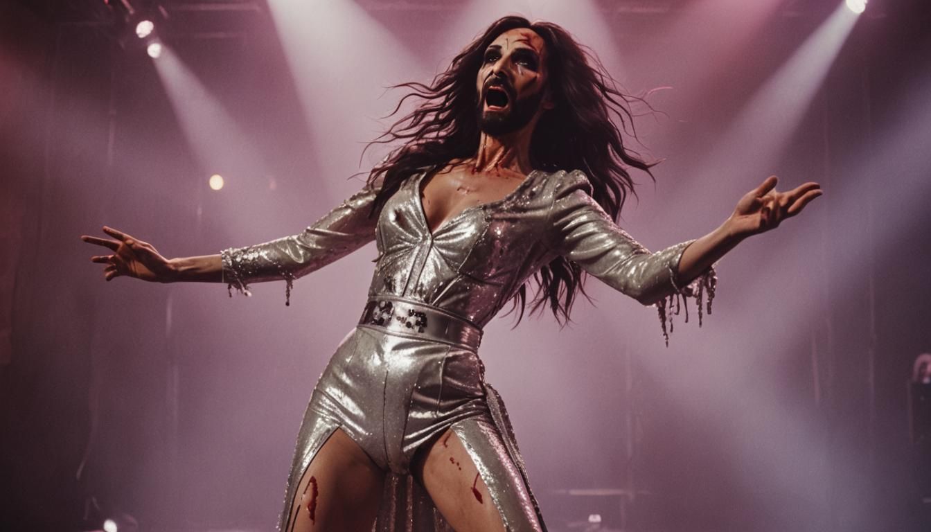 Zombie Bites Pop Star on Disco Stage