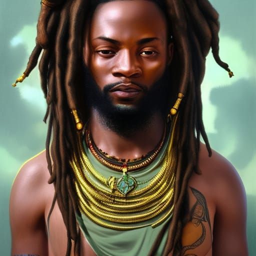 Nigerian Rasta Man Portrait in Digital Art Style