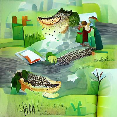 Alligator and Crocodile Storybook Illustration