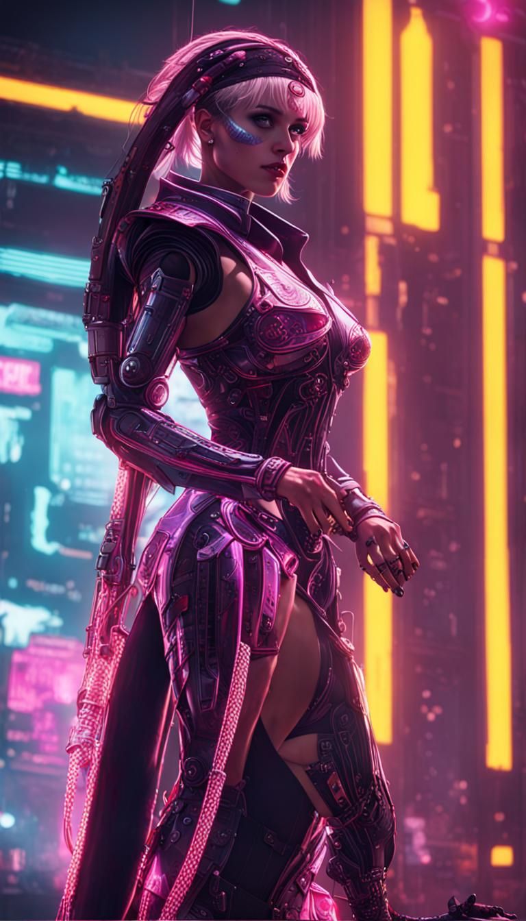 Princess Andromeda in Cyberpunk 2099 Neon Style