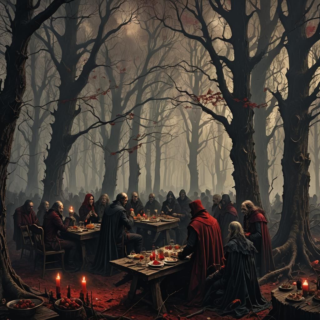 Vampires' Eerie Brunch in Dark Forest