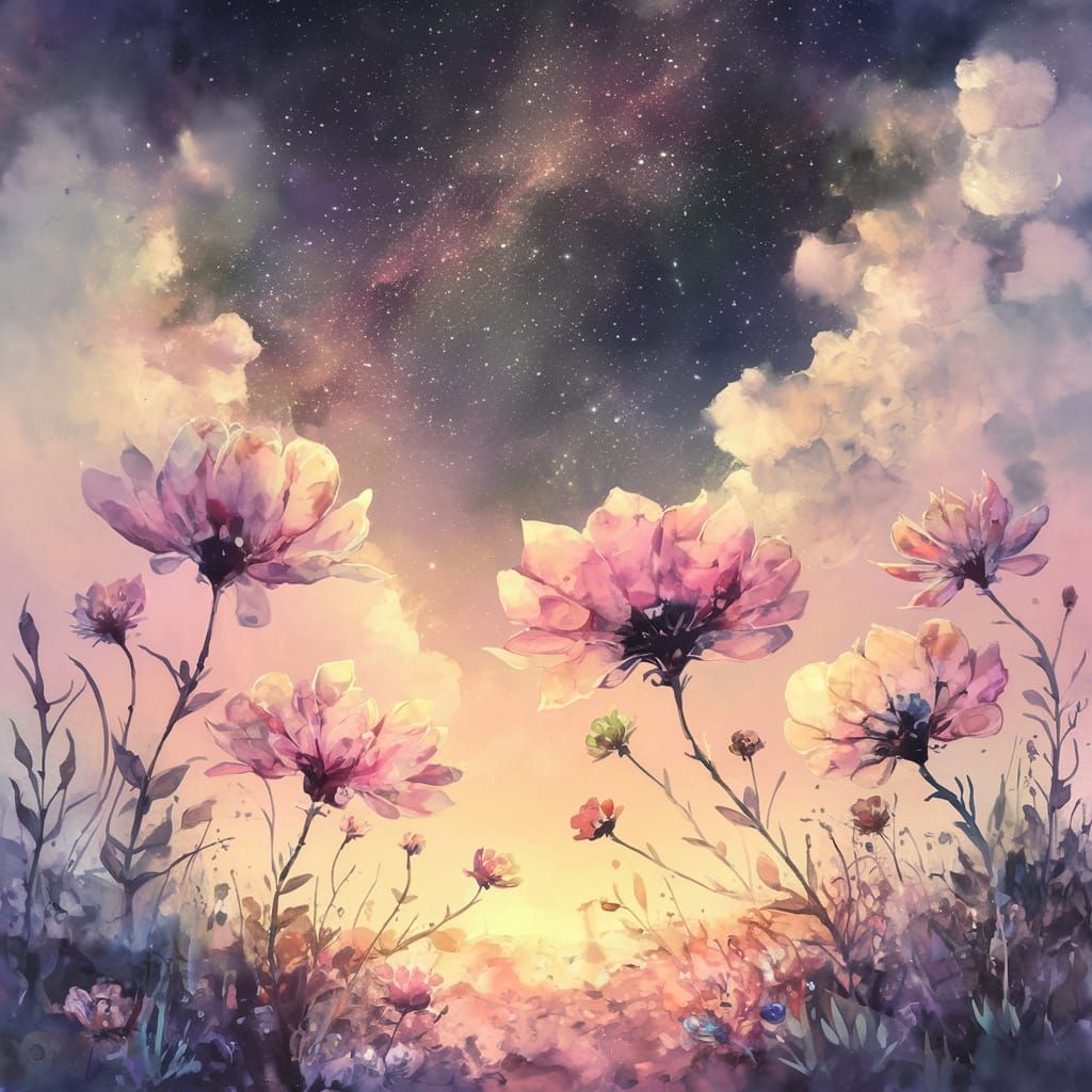 Whimsical Dream Landscape in Watercolor Style