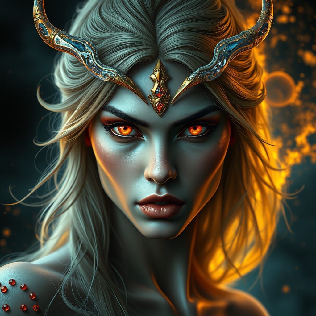 Surreal Goddess Portrait in Vibrant Colors