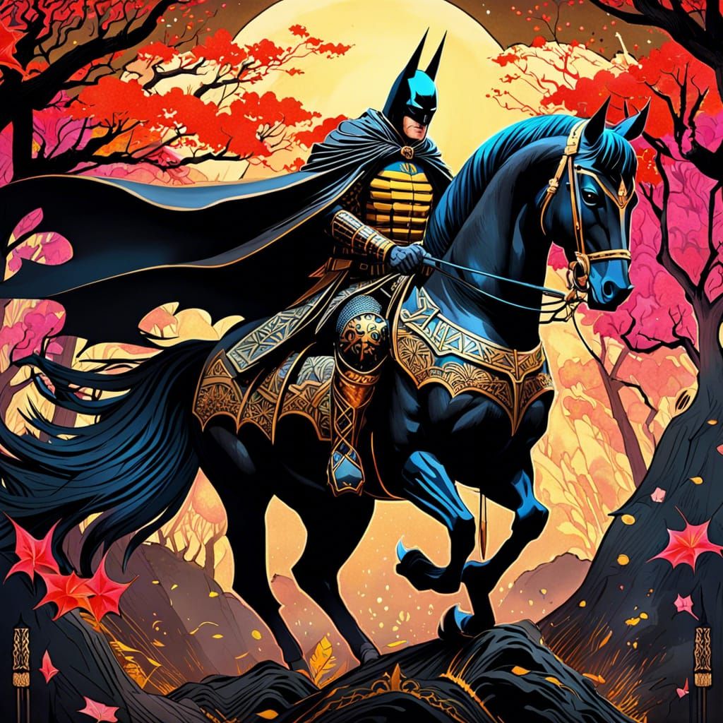 Batman as Samurai Warrior on Horse