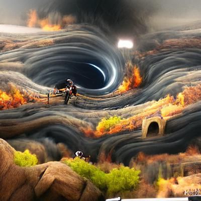 Man Time Traveling Through a Black Hole