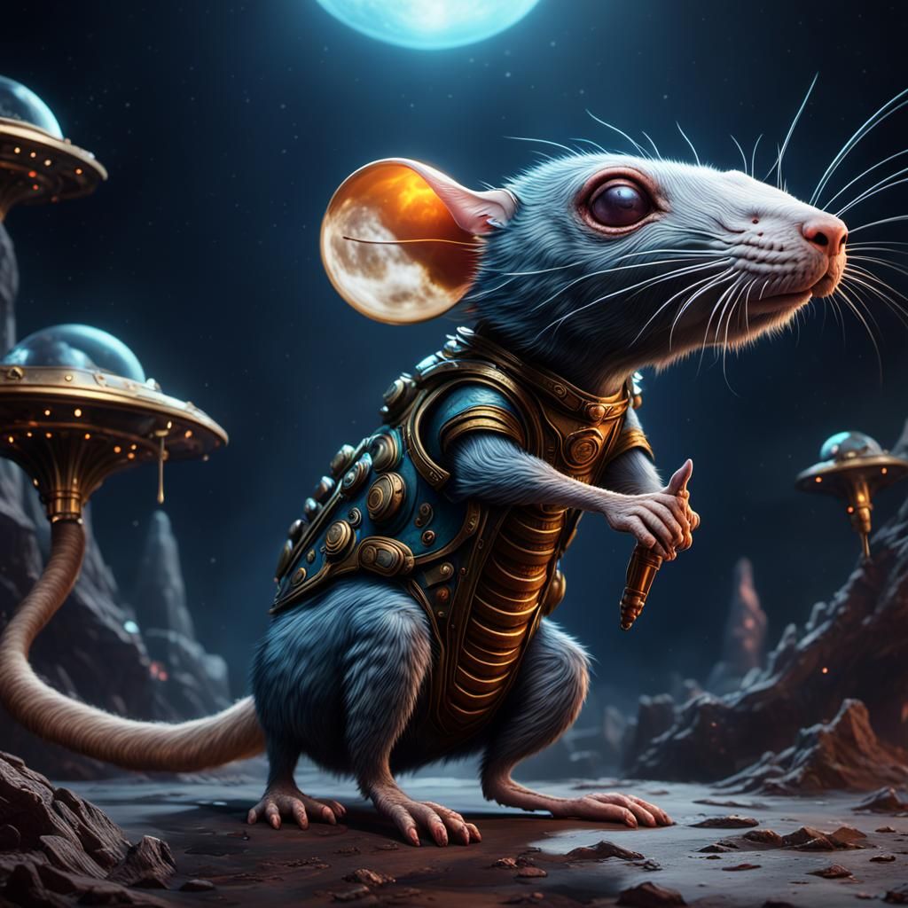 Extraterrestrial Rat on Mercury: Detailed Matte Painting