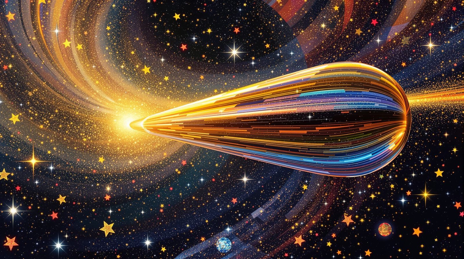 Interstellar Cylinder in Klimt Style