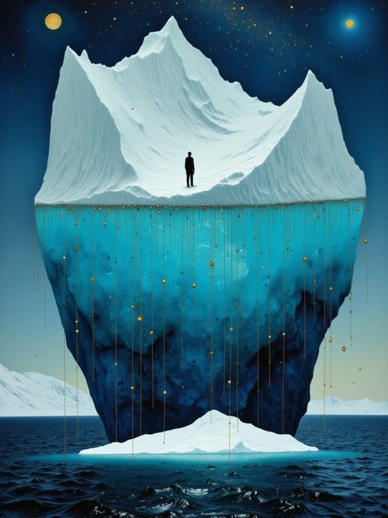 @KI_Katze <lora:Surreal Shine:1.0> ♥️🩵💕 jewels surreal iceberg Klimt