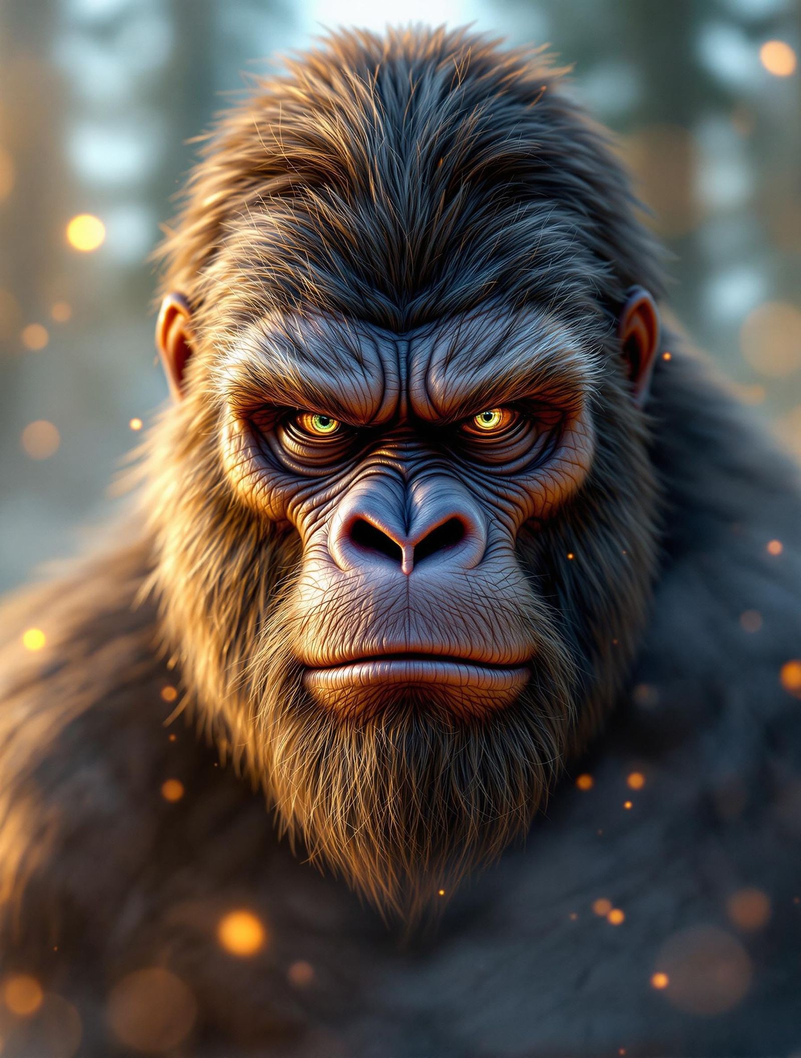 Hyper-Realistic Bigfoot Portrait in 8D Digital Art