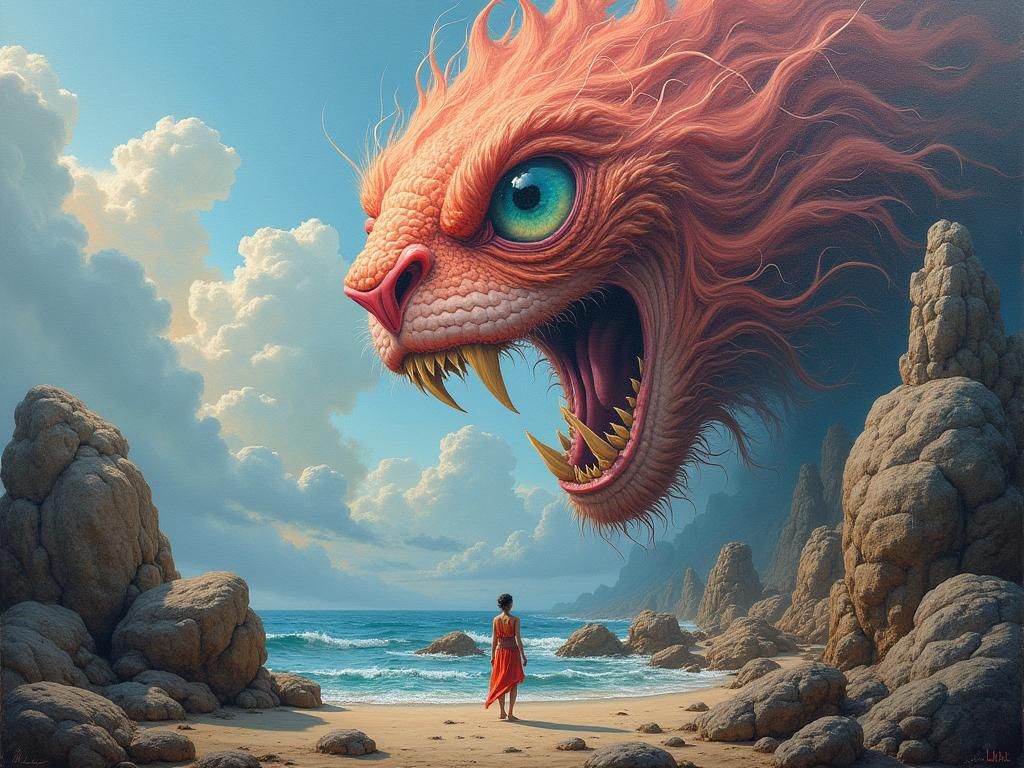 Surreal Dreamlike Oil Painting in Hyperrealistic Detail