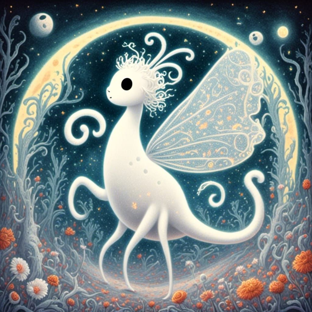 Ethereal Moonmoth Illuminated Under Full Moon