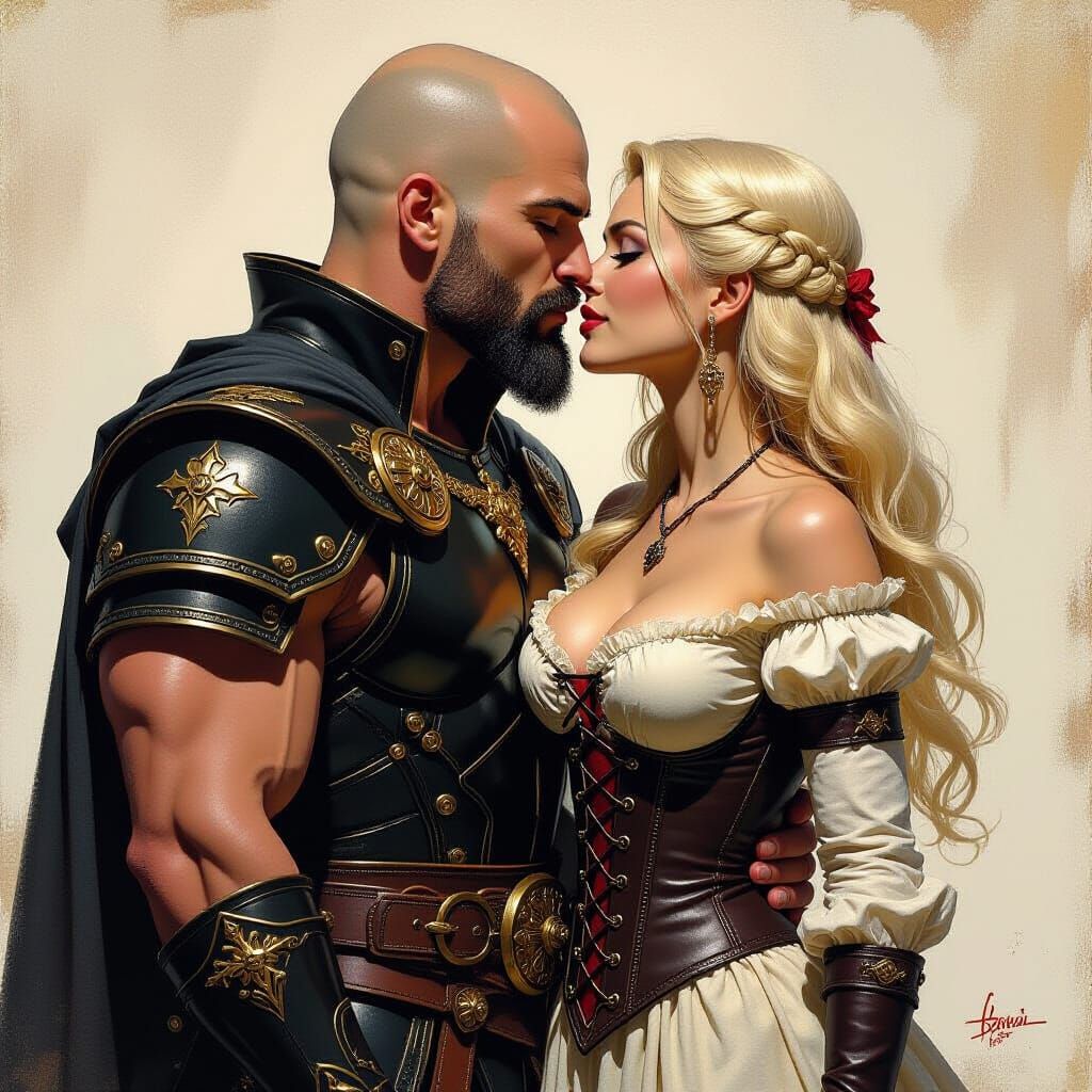 Warrior's Kiss in a Frank Frazetta Style