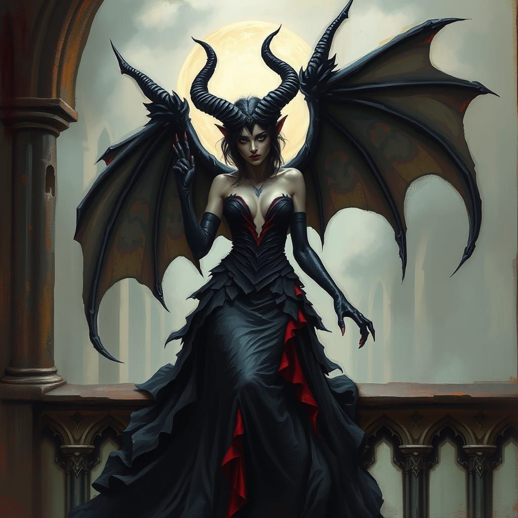 Demonic Female Gargoyle Princess in Dark Fantasy Style