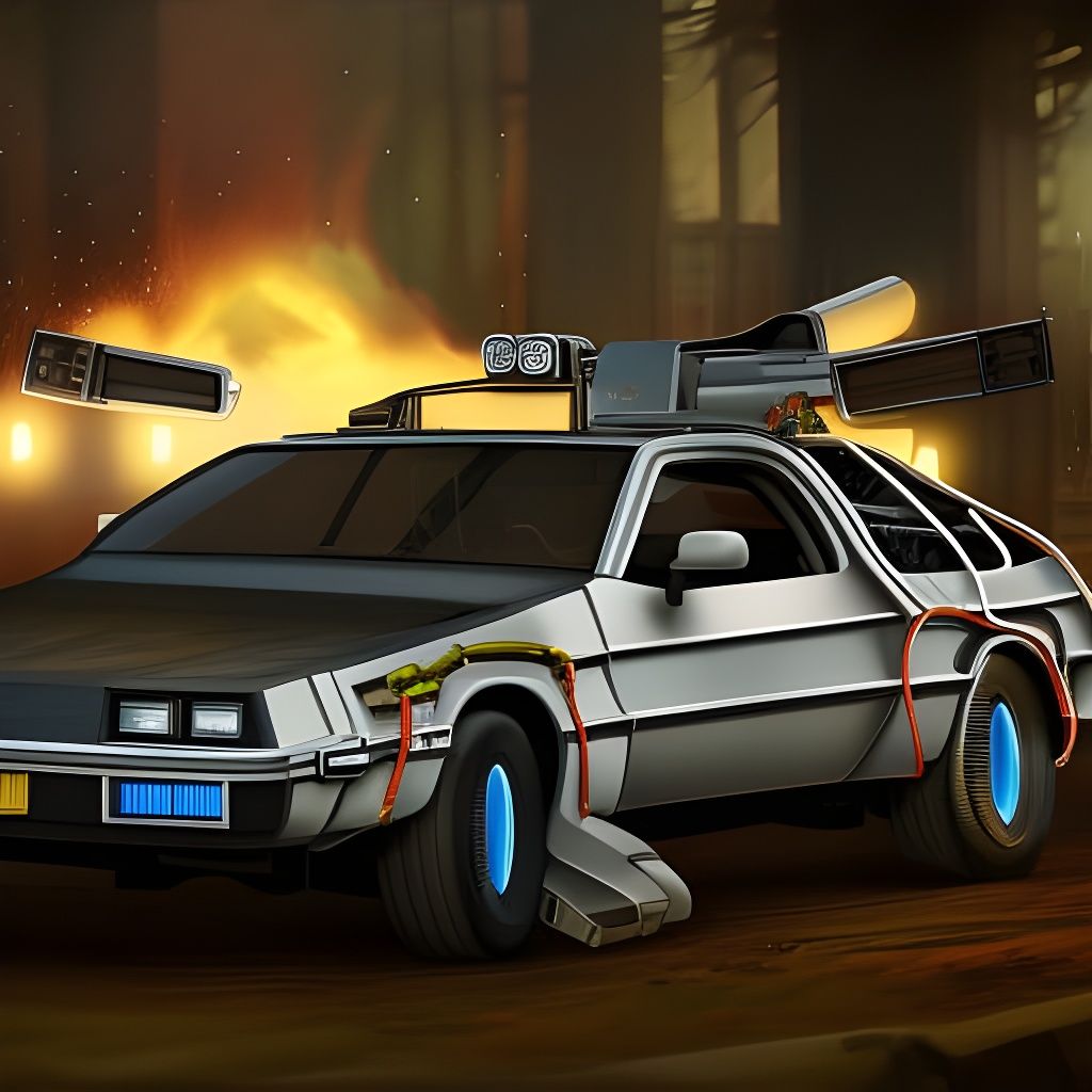 Back to the Future Car in Detailed Matte Painting